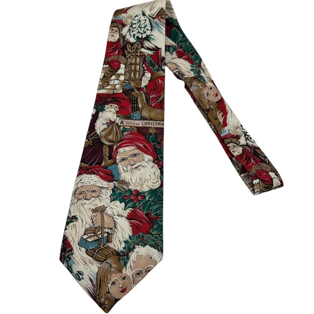 TOWNCRAFT SANTA JOYOUS CHRISTMAS ALL OVER PRINT HOLIDAY MEN’S TIE
